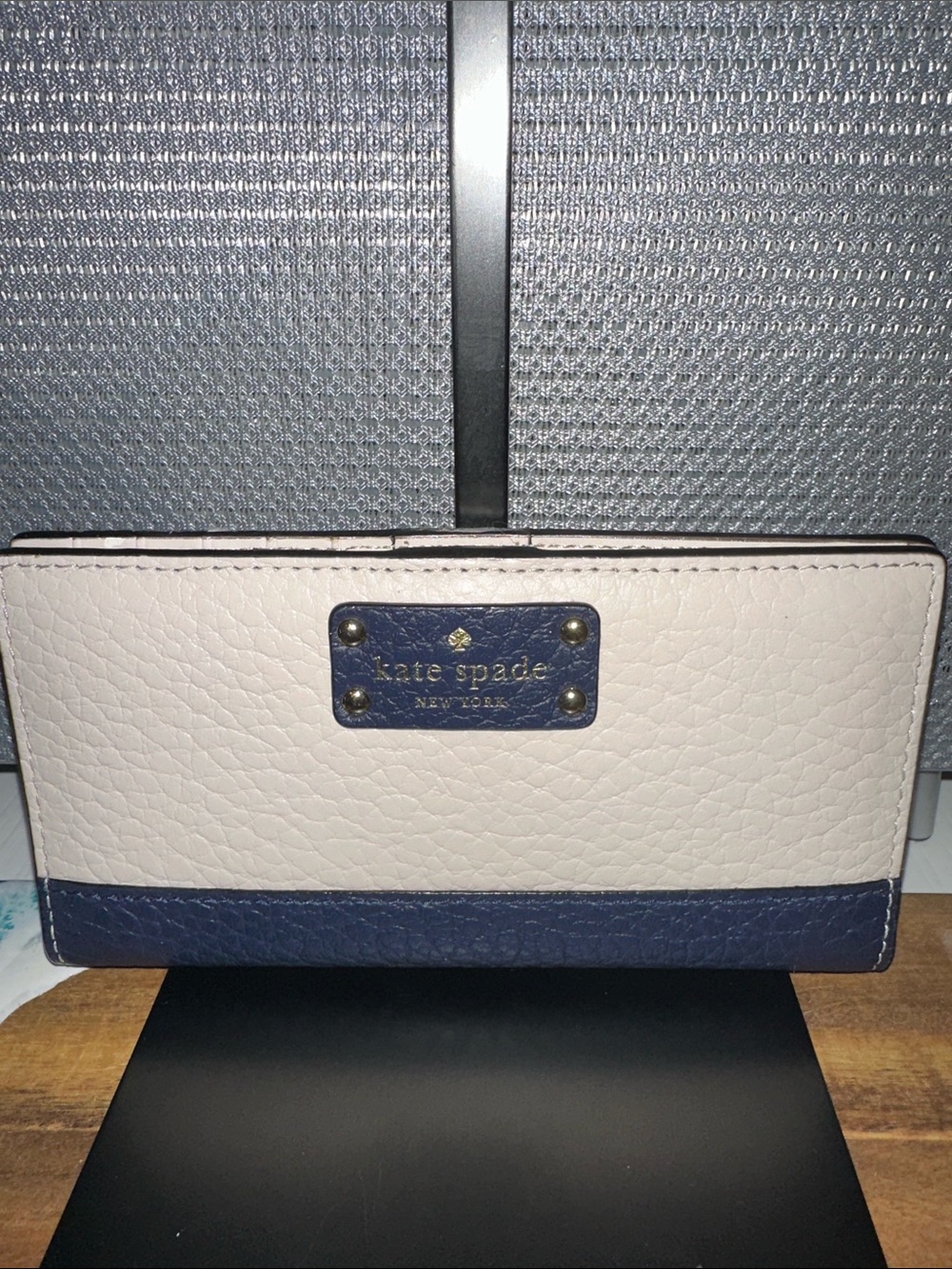 kate spade Cream and Navy Leather Continental Wallet